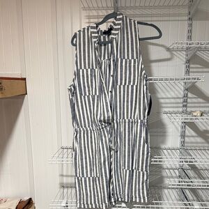 Sleeveless Striped Utility Romper - Navy & White